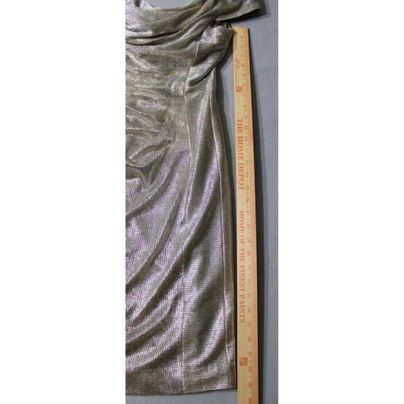 TAHARI ASL Women's Draped Back Metallic Cocktail 
Dress | Size 6 - Picture 2 of 11
